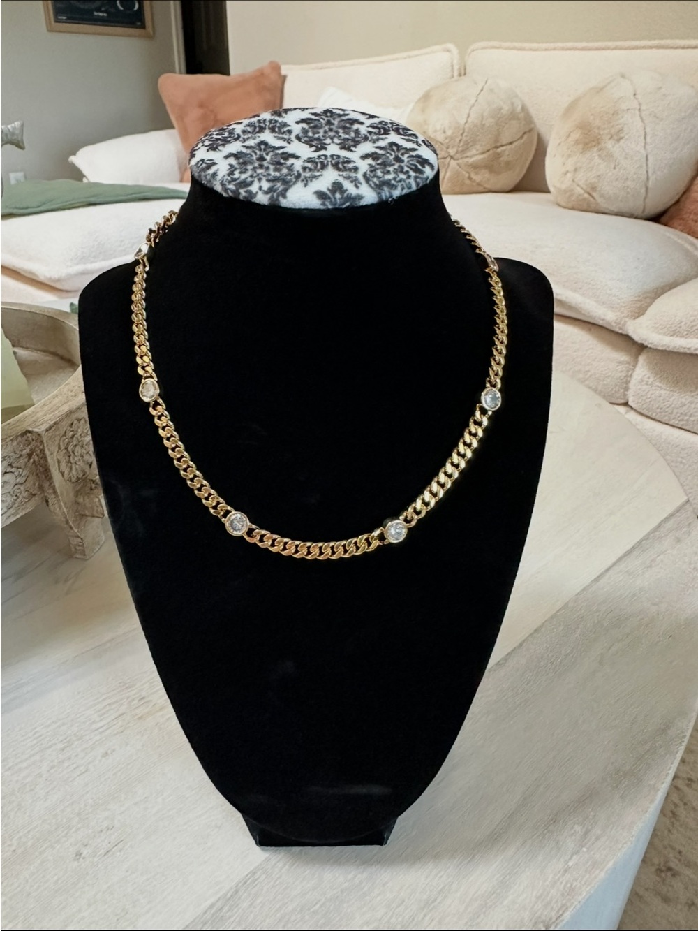 ✨ Celeste Gold Plated Cubic Zirconia Chunky Chain Choker ✨
